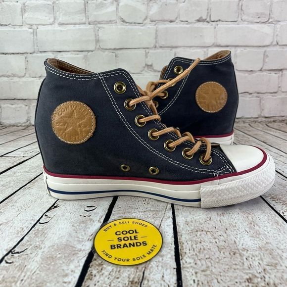 Converse - Women’s 6 Chuck Taylor All Star Lux Hi High Hidden Heel Wedge, gray. - Picture 1 of 9